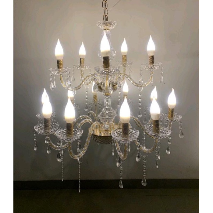 Lampu gantung lilin dekorasi 2 susun // dekorasi pelaminan // backdrop // lampu hias