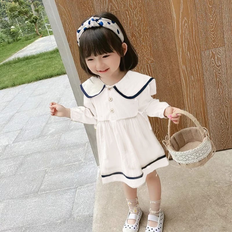 Zahra Dress Anak Perempuan Ficelle Bahan Katun | Pakaian Anak Kekinian Umur 1-5 Tahun