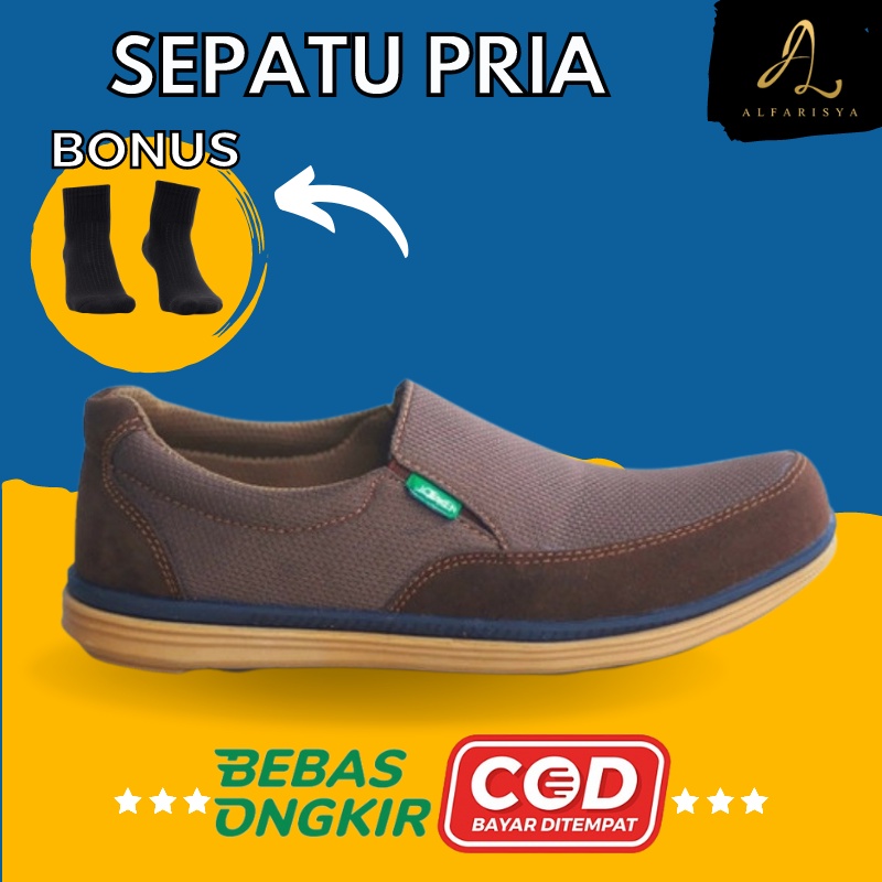 Slip On Pria Spatu Santai Original Branded Dewasa Keren Mewah Ukuran 39 40 41 42 43 Warna Hitam Cokl