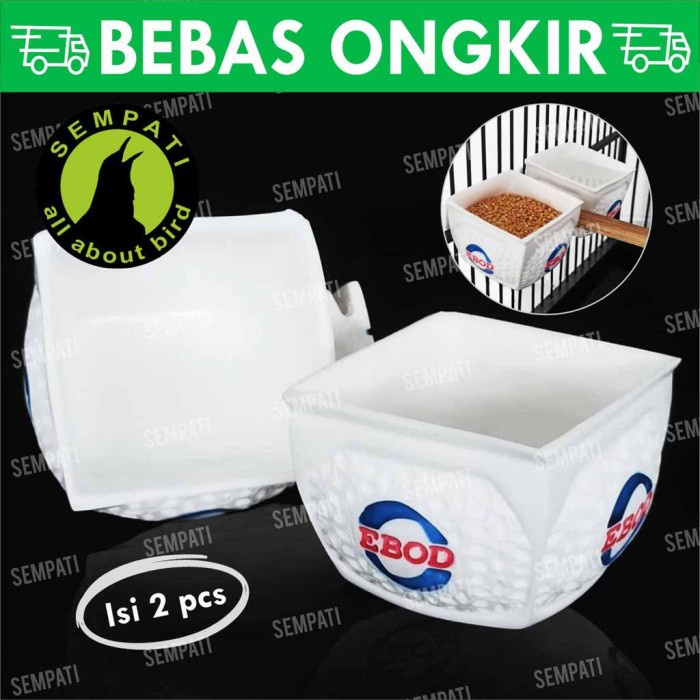 Cepuk cangkir fiber kotak ebod jaya wadah pakan makan minum burung