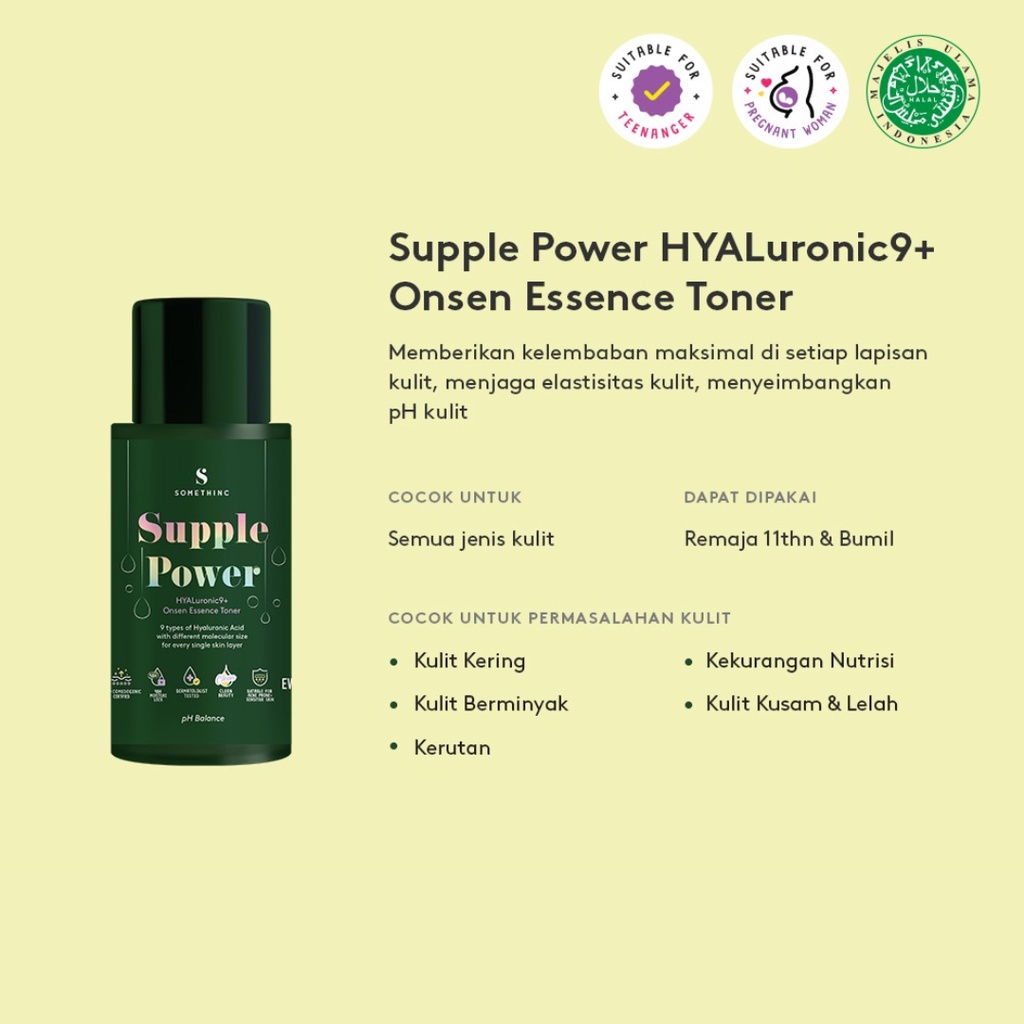 SOMETHINC Supple Power Hyaluronic9+ Onsen Essence Toner &amp; Glow Maker AHA BHA PHA Clarifying Treatment Toner (40ml dan 100ml)