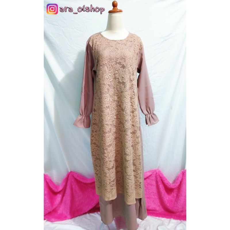 Long Dress Brukat Mocca