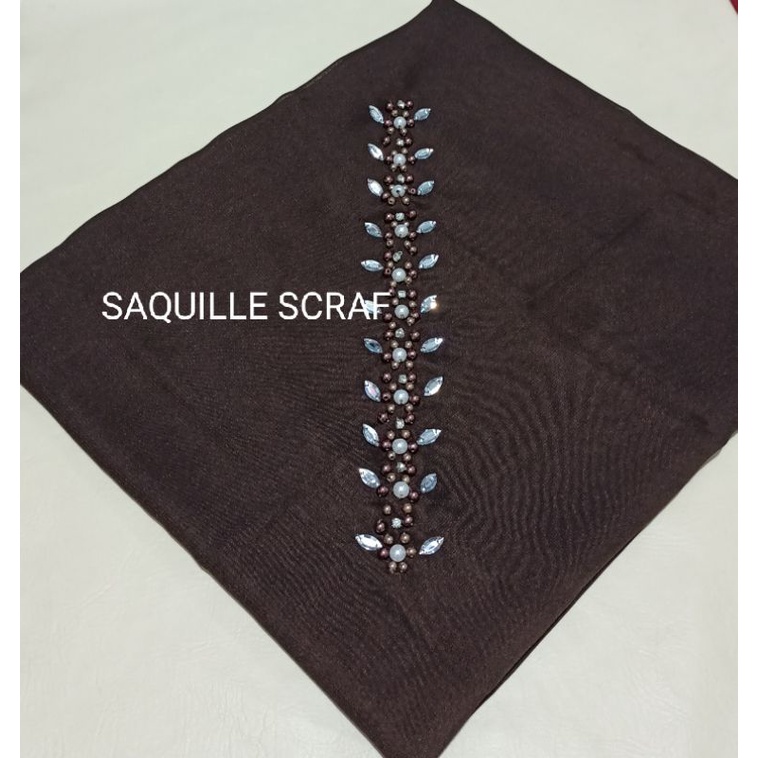 segiempat bella square payet mutiara permata/jilbab segiempat bella square bando payet/hijab bella-COKLAT TUA