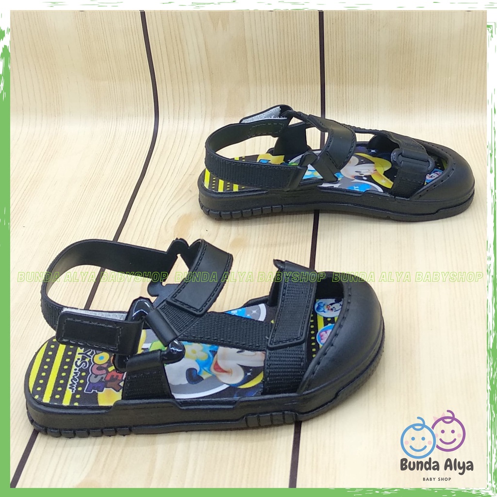 Sendal Anak Laki Laki Umur 9 Bulan 1 2 Tahun HITAM Anti Licin Motif Kartun Alas Karet Sepatu Sandal Anak Cowok Elastis Lucu Nyaman DIpakai