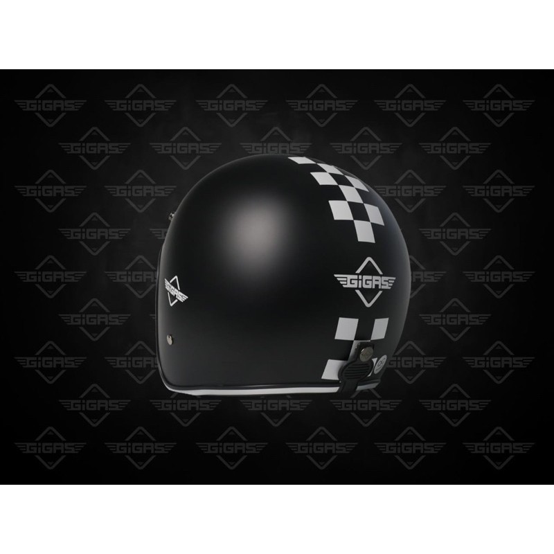 GIGAS HELMET DEWASA BLACK DOFF CHECKER ALPHA CLASSIC -Classic Checker