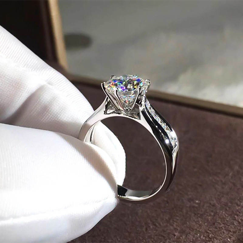 Cincin Sterling Silver 925 dengan Cubic Zircon Lapis Emas untuk Wanita