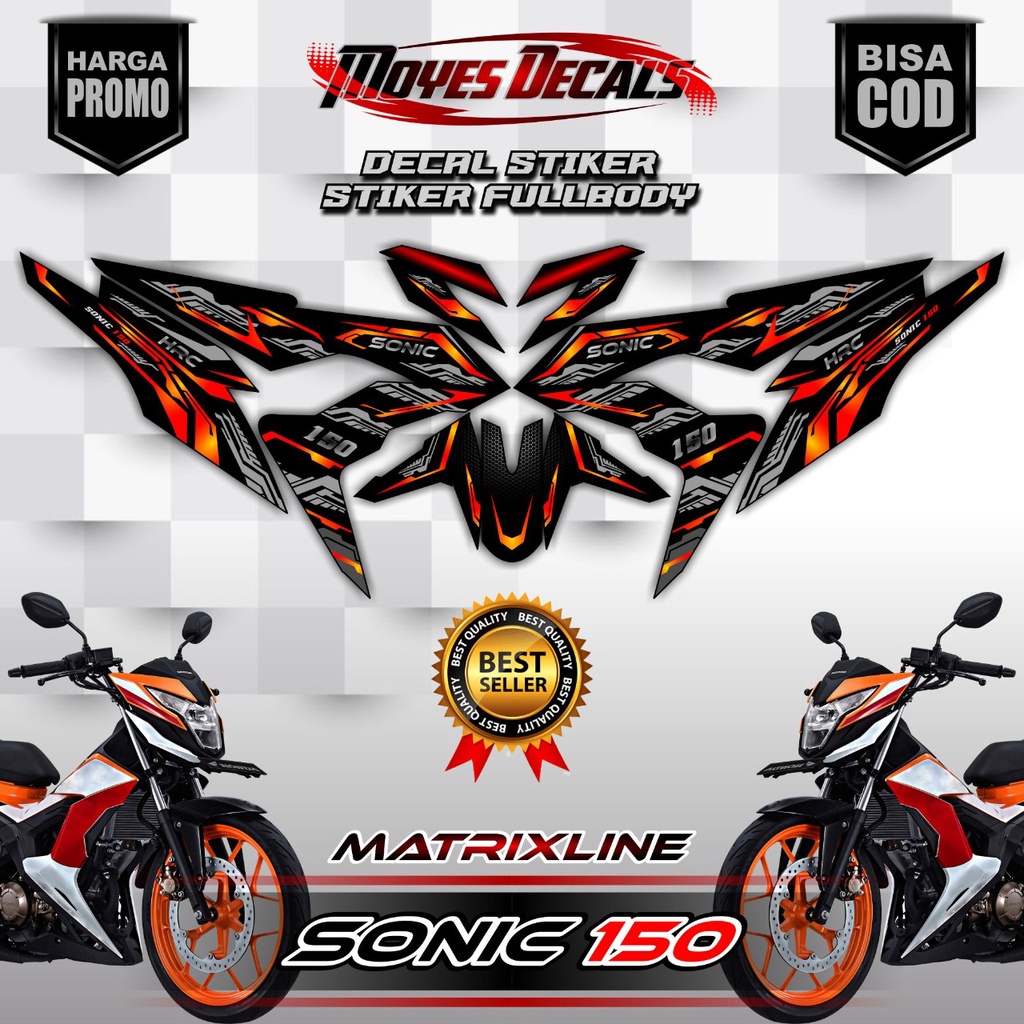 Stiker Sonic Variasi Fullbody Decal Honda Sonic 150R Full Body Stiker Motif Matrixline Mervas Stiker