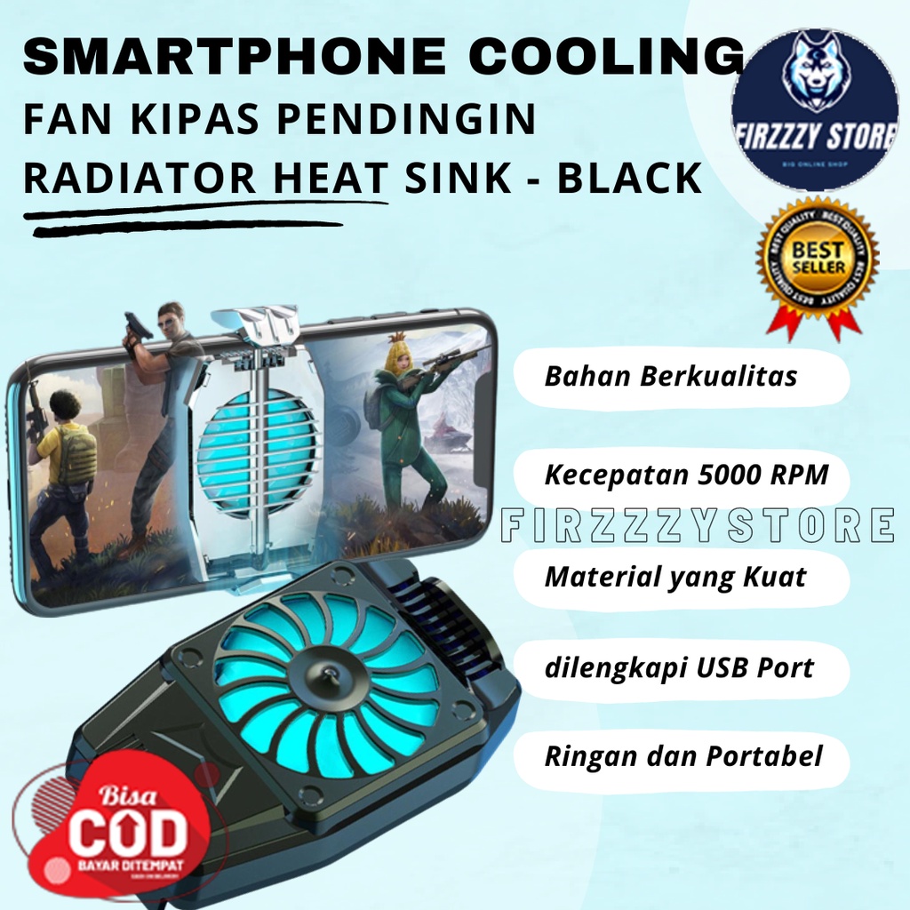 Smartphone Cooling Fan Kipas Pendingin Radiator Heat Sink - Black