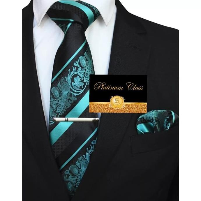 Dasi Biru Tosca Batik Salur Import Pria Set Platinum Class