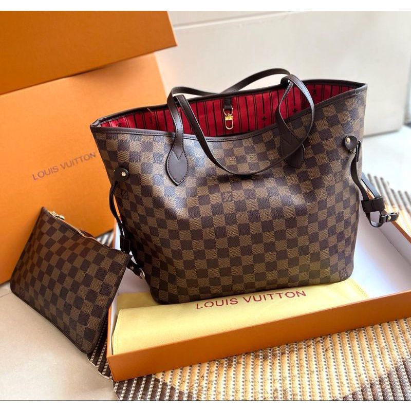 tas fashion LV neverfull medium free box