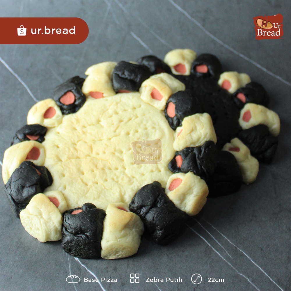 Roti Pizza Sosis Zebra Putih Hitam Ukuran 22cm | Base Pizza Sosis 22cm Zebra