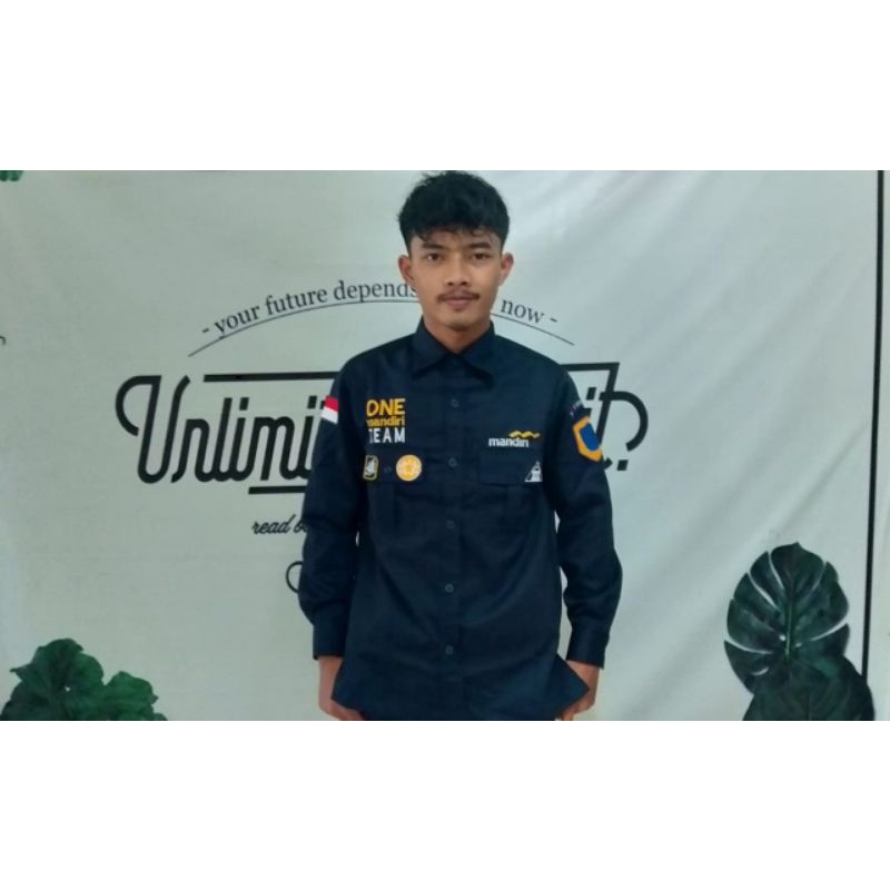 KEMEJA KERJA WANITA PRIA LENGAN PANJANG BAJU PDL SERAGAM BANK ONE MANDIRI TEAM ORIGINAL