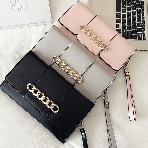 BJ25870 - BLACK/GRAY/PINK - TAS PESTA CLUTCH MODIS ELEGAN TAS TANGAN TAS WANITA FASHION IMPORT MODIS ELEGAN TERMURAH TERLARIS TERBARU BAGSTORE JAKARTA TAS BATAM BQ3219 JT5870 CR7621