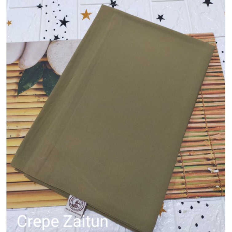 [175X75 CM] Jilbab Pashmina Polos Crepe Diamond Italiano Umama-Crepe Zaitun