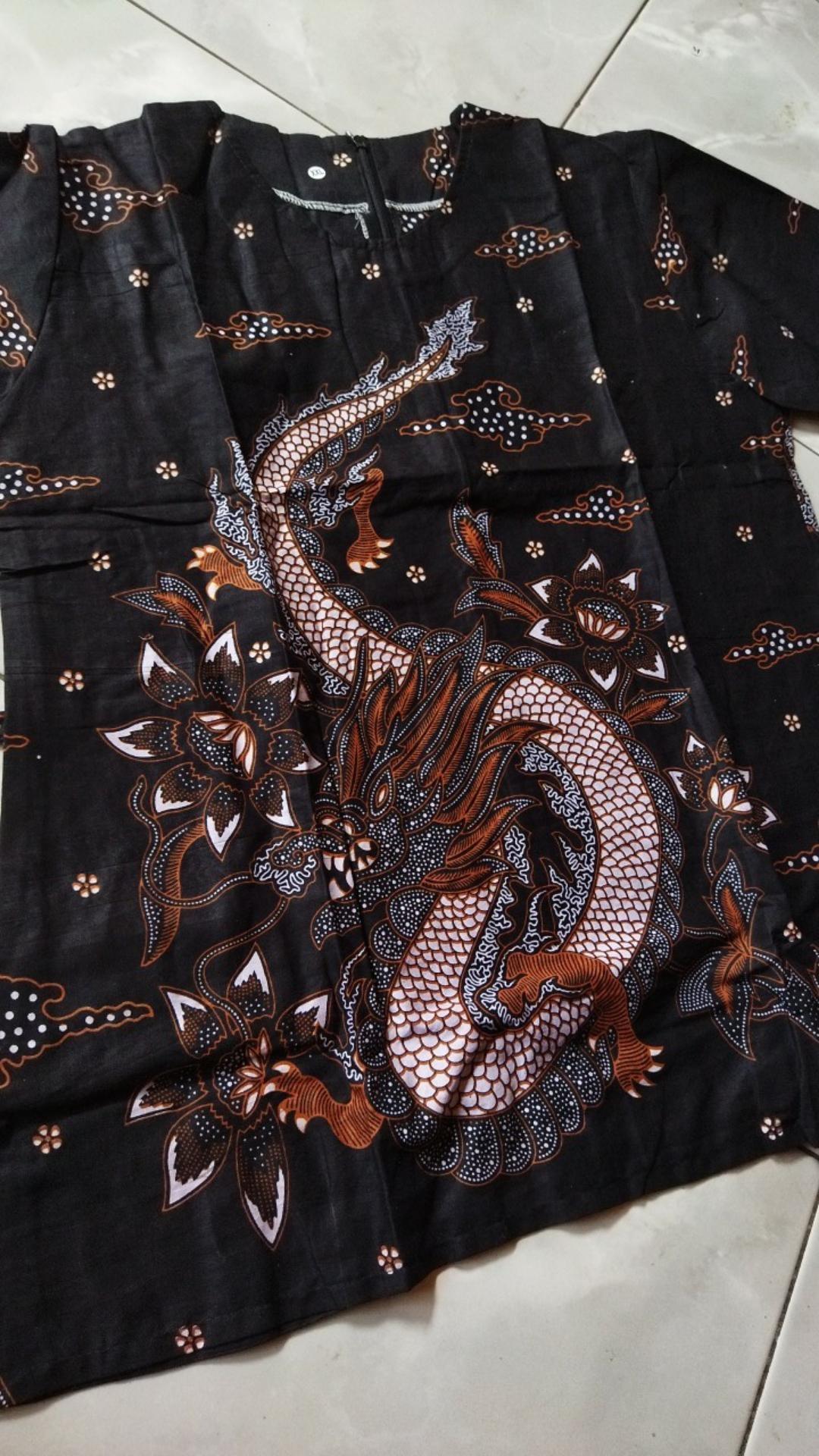 Batik Couple Copel Keluarga Ibu Ayah Dan Anak Sania Ruffle Ori Motif Naga Terbaru