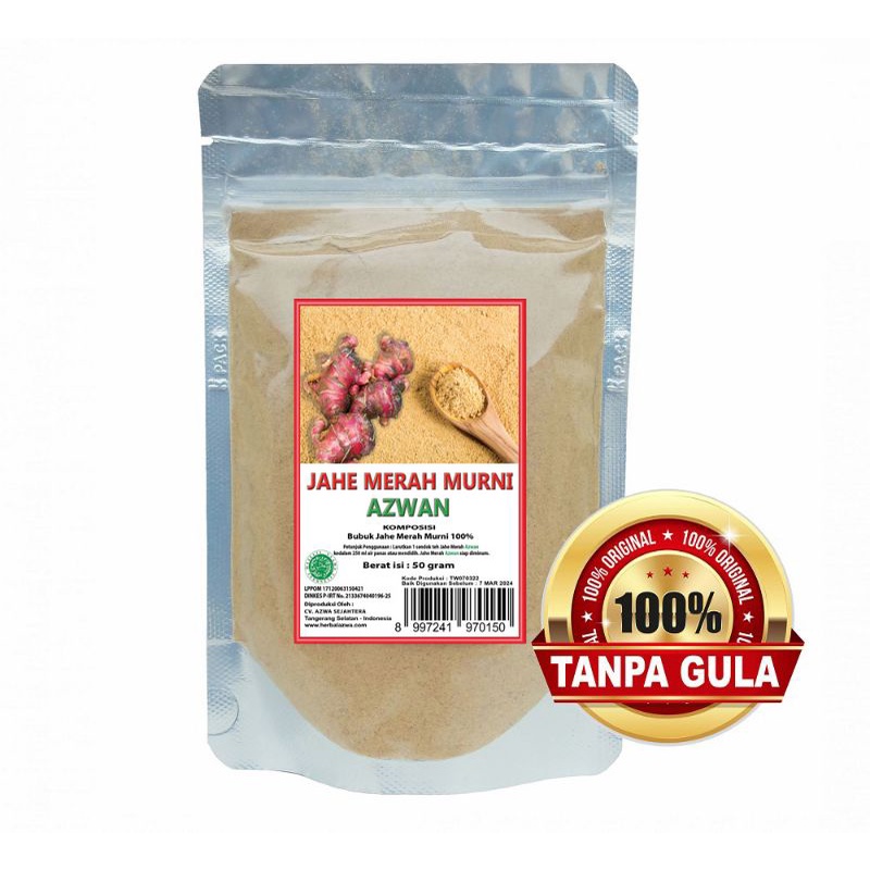 

Jahe Merah AZWAN Murni 100% ukuran 50gr