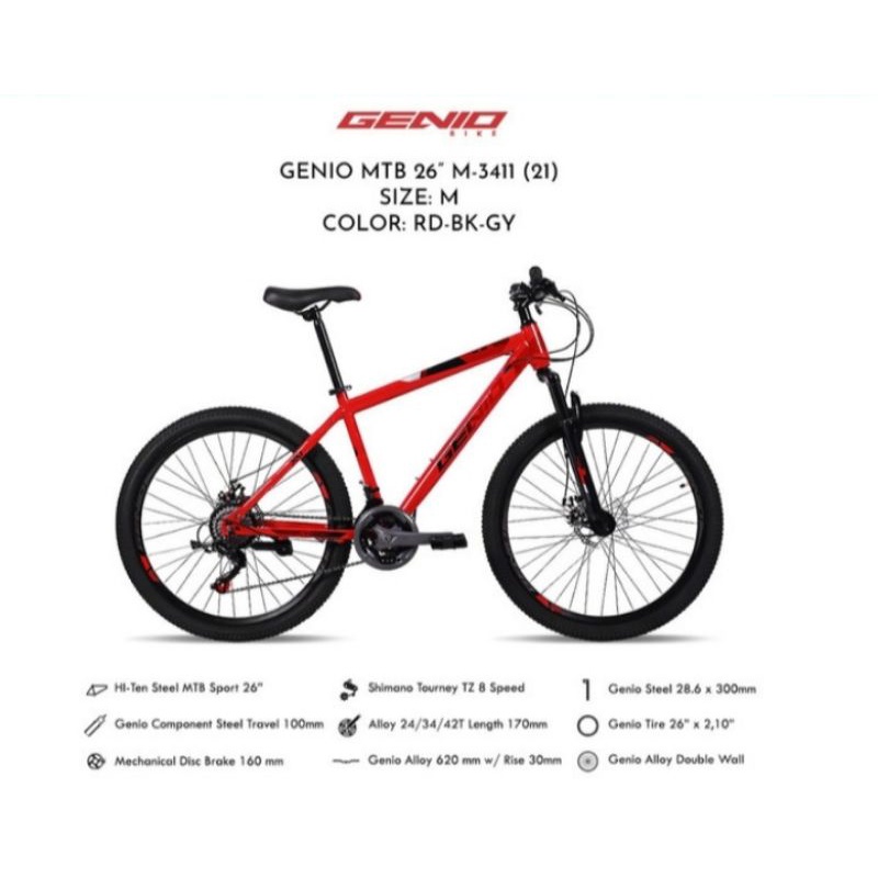 SEPEDA GUNUNG MTB GENIO 3411 BY UNITED 26 INCH
