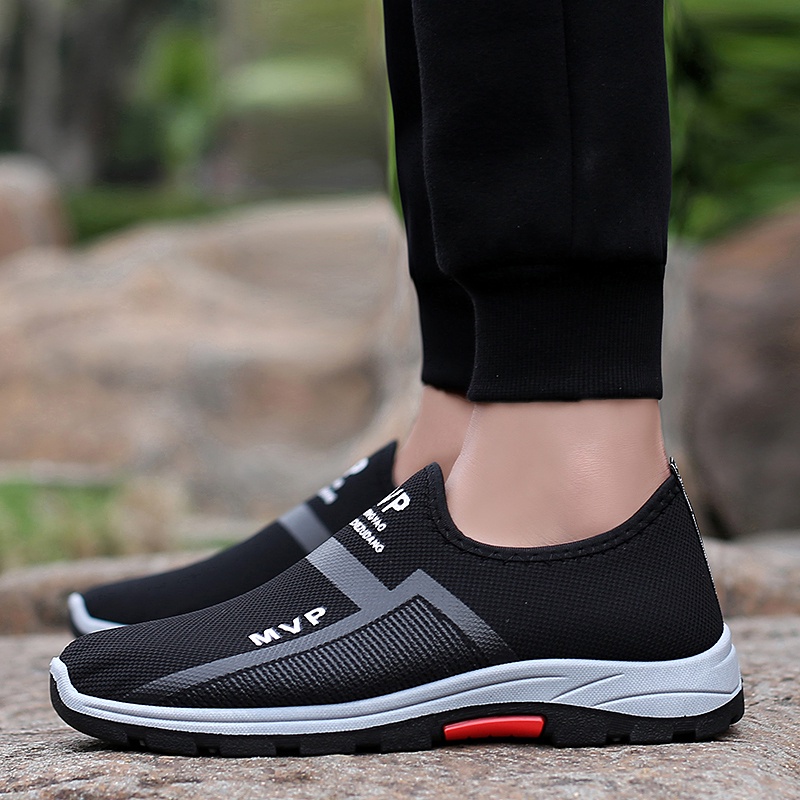 QINGSHUI Sepatu Pria MVP Kualitas Tinggi ,Sepatu Slip on Pria Yang Nyaman ,Sepatu Pria Sneakers,Sepatu Berjalan Pria Bernapas