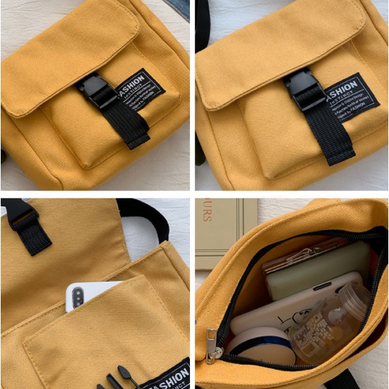 Tas Korea Kasual Sederhana Kipas Sastra Solid Messenger Bag Tas Kanvas Tebal Tas Fashion Pria Wanita Import Korean Casual Simple Literary Fan Solid Messenger Bag Canvas Bag Fashion Bags