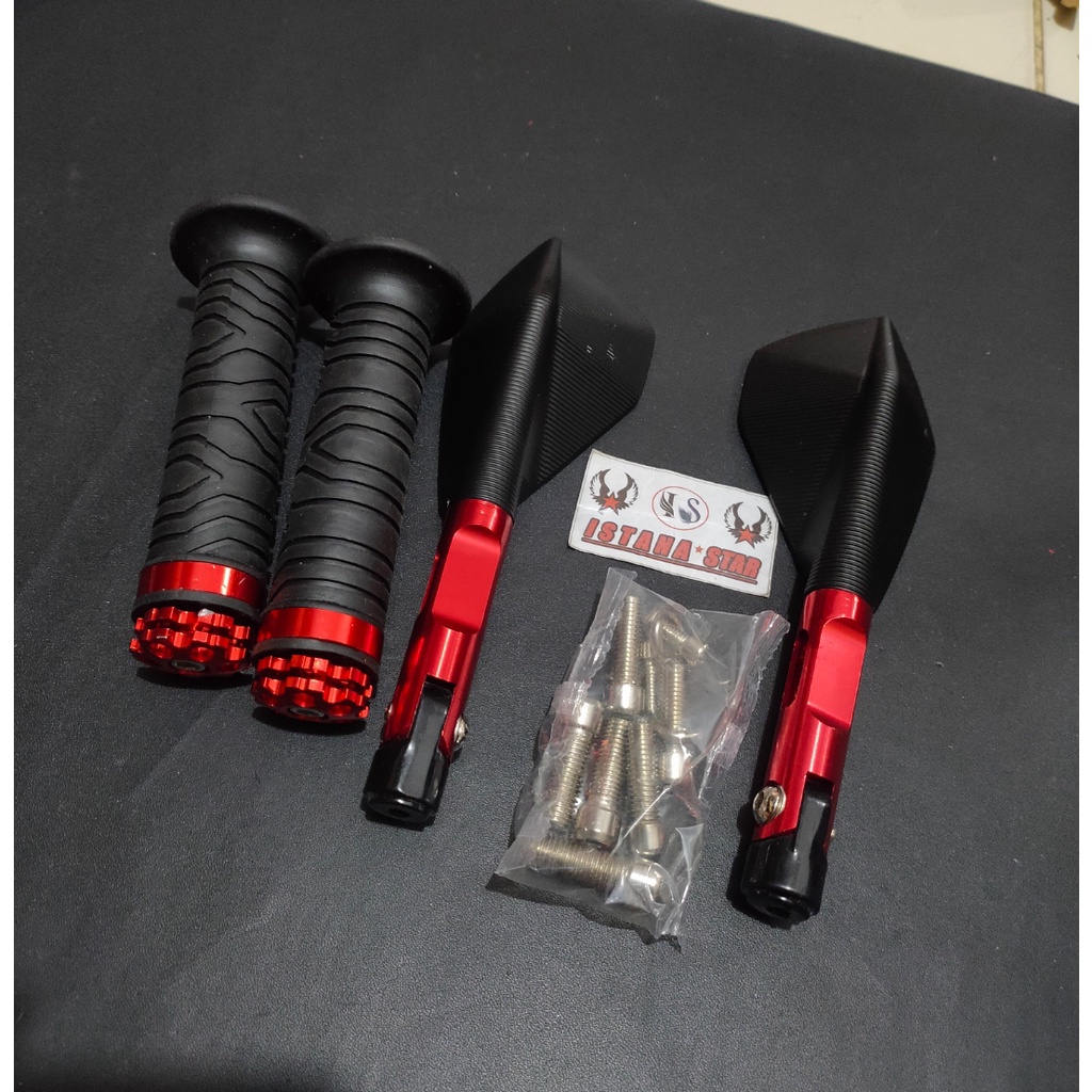 Handle rem full cnc model sisik untuk Beat karbu dan Vario karbu plus grip ring cnc plus spion tomok harga 1 PAKETAN