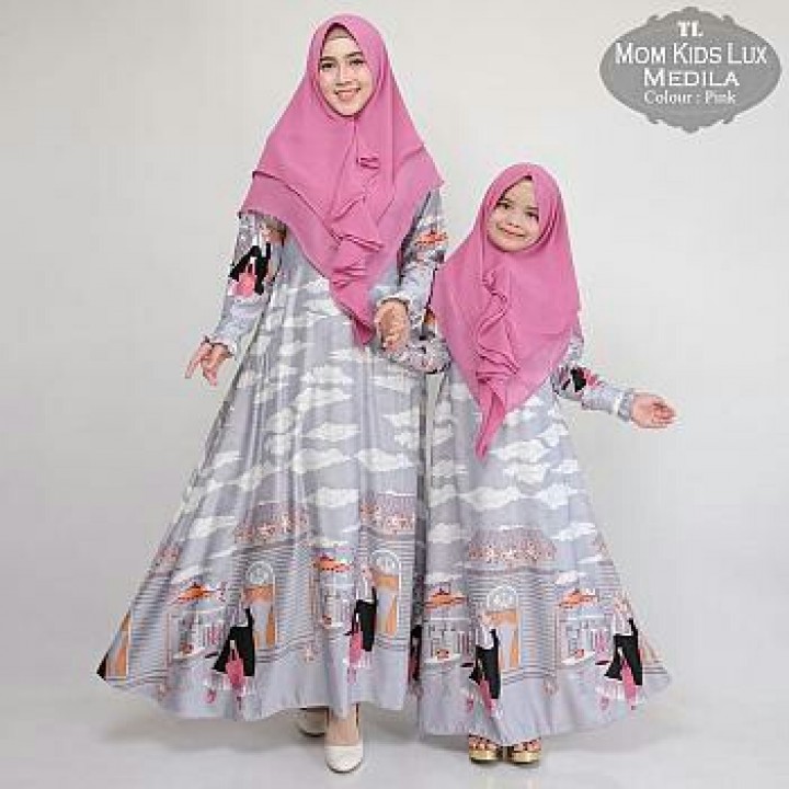 Baju Gamis Ibu dan Anak TK CP MK Medila Pink Purple Tatop.176