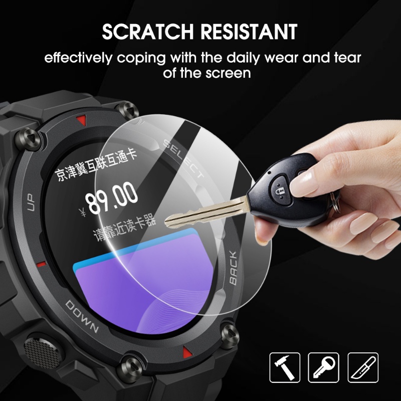 Pelindung Layar Tempered Glass HD Bening Anti Air / Minyak Untuk Smartwatch Amazfit T-Rex / Amazfit T-Rex Pro