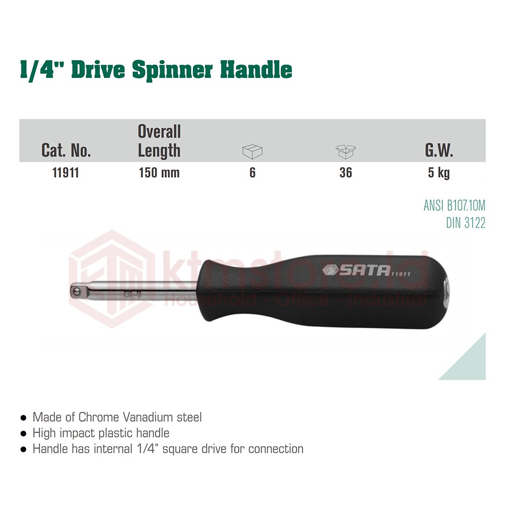 SATA TOOLS 1/4 Inch Drive Spinner Handle 11911