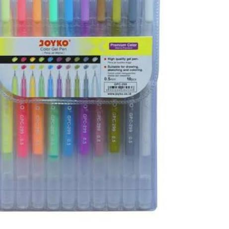 

☪ Joyko Gel Pen Set 10 Warna Soft Cocok Kertas Putih / Hitam Menggambar Mewarnai ♚