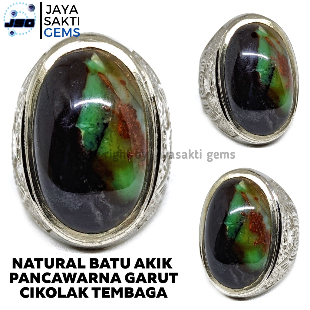 Natural Batu Akik Cikolak Garut Motif Pancawarna CKG10