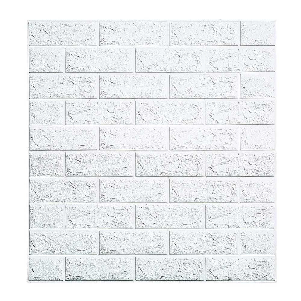 Wallpaper Foam/Wallfoam Stiker Dinding Kamar 3D Emboss High Quality Motif Bata Anak-Anak-Putih