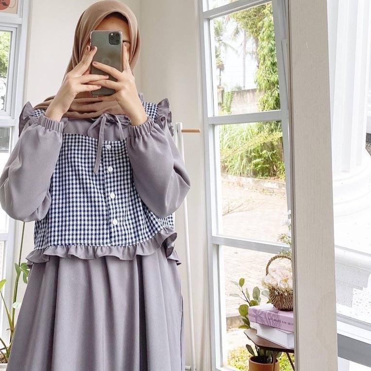 [KODE PRODUK N05866] Gamis remaja Daisha dess rompi kotak kotak gamis others gamis wanita baju gamis