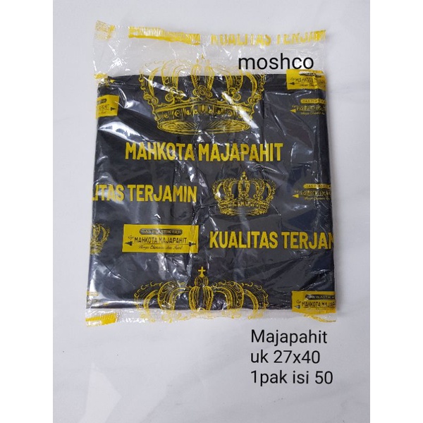 Kantong Kresek Tas Plastik Mahkota Majapahit Hitam 28x40 cm 50 lbr