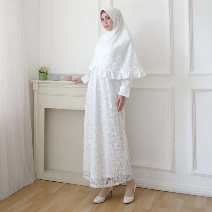 Busui Putih Umroh Wanita Lebaran Gamis Baju Gamis Gamis hijab Syari -