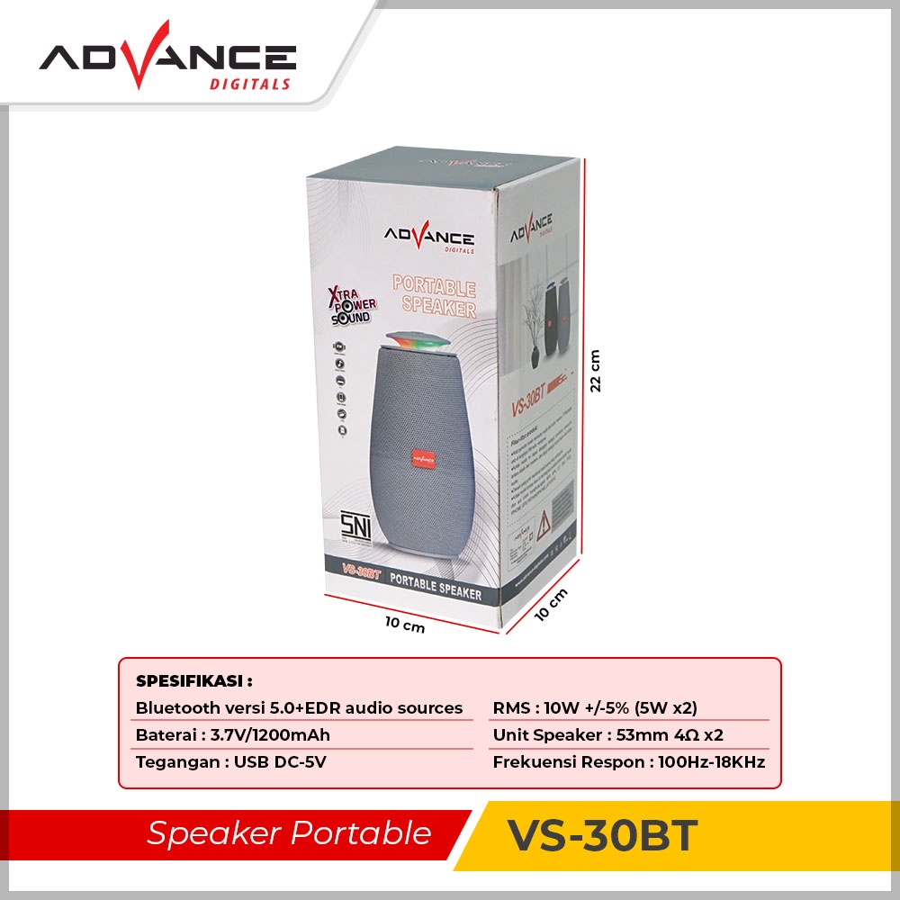 Advance Bluetooth Speaker BT5.0+EDR VS-30 BT V2 Audio MINI SUPER BASS Garansi 1 tahun