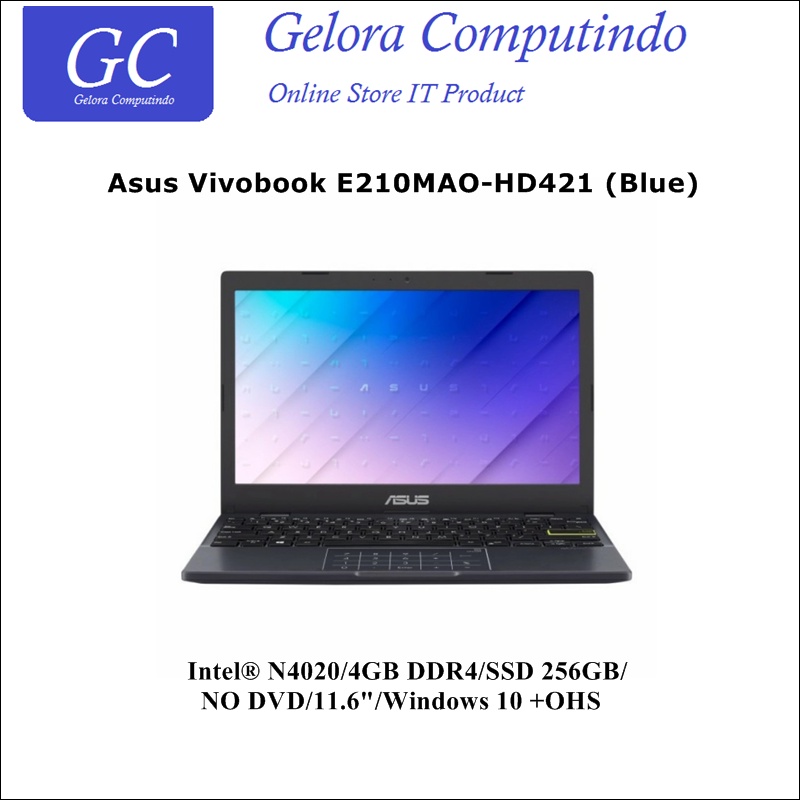 Asus Vivobook E210MAO-HD421 (Intel N4020, 4GB DDR4, SSD 256GB, 11.6", Windows 10 + OHS 2019) Peacock