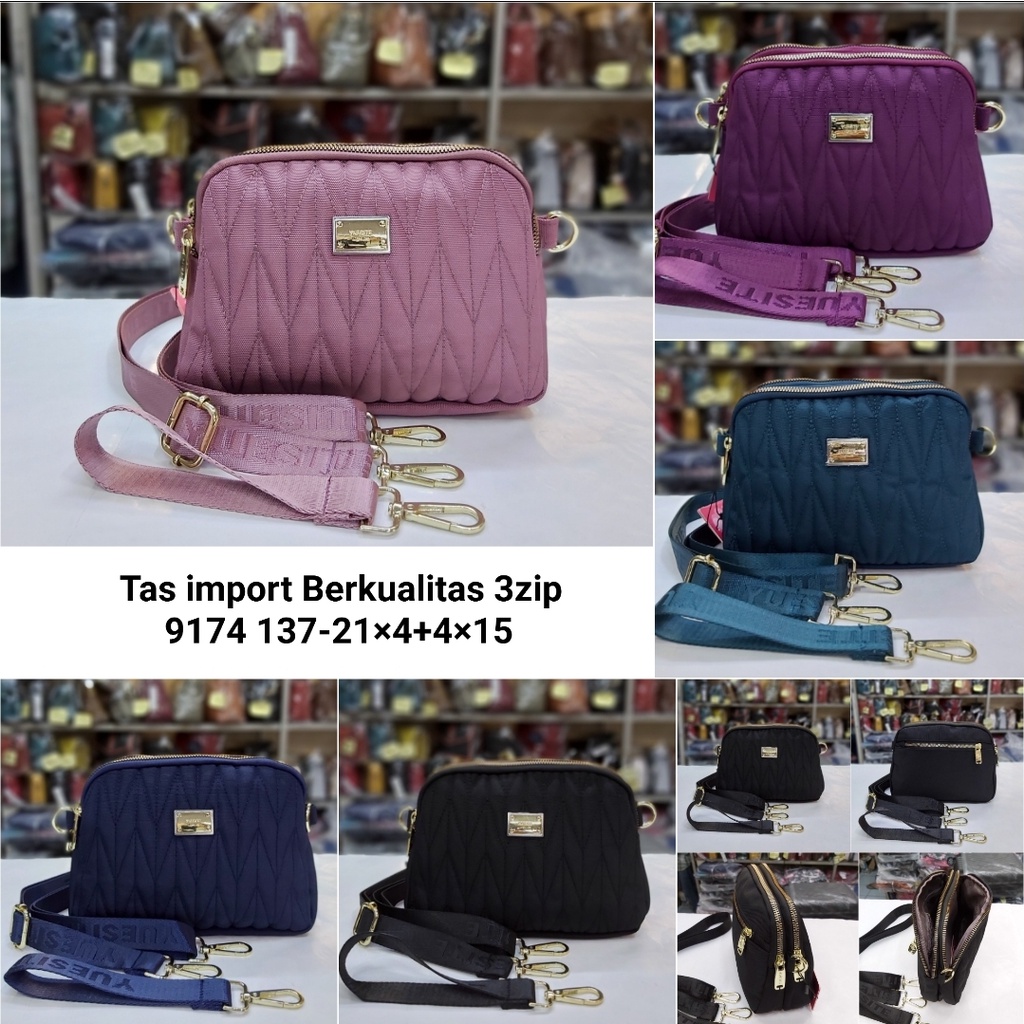 Tas import selempang parasut wanita