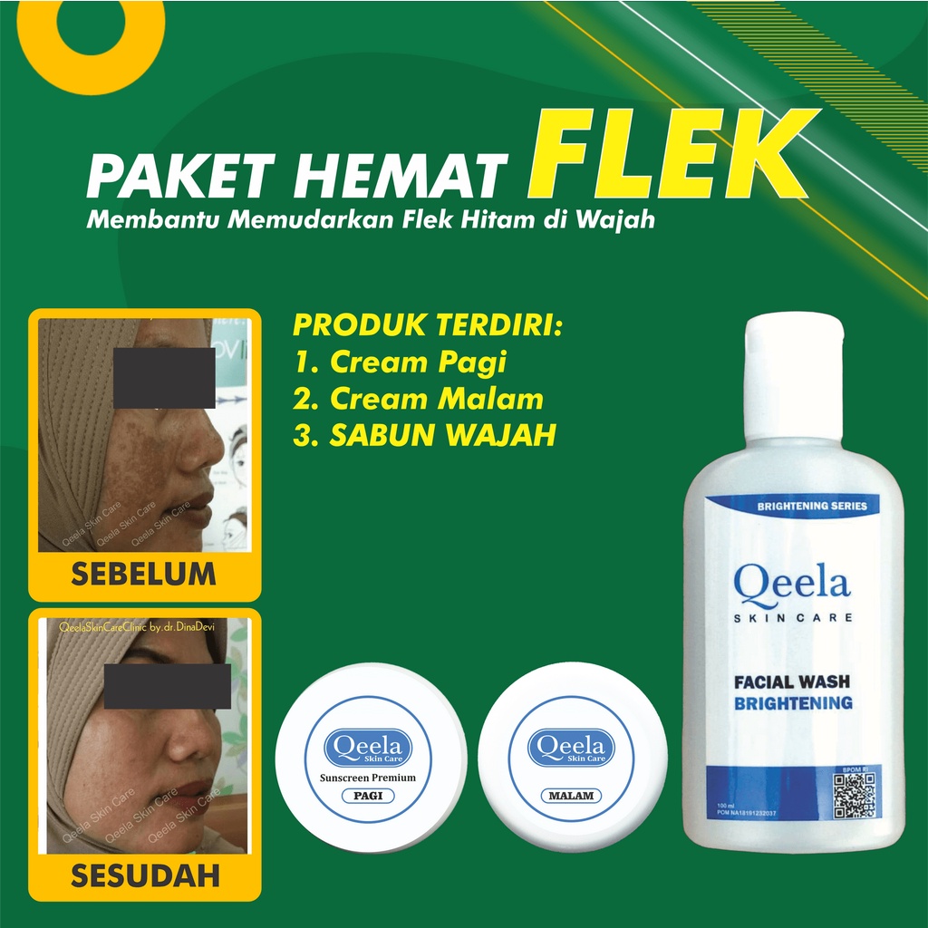 Qeela Skincare - Paket Hemat Krim Untuk Menghilangkan Flek Hitam di Wajah / Krim Flek Hitam