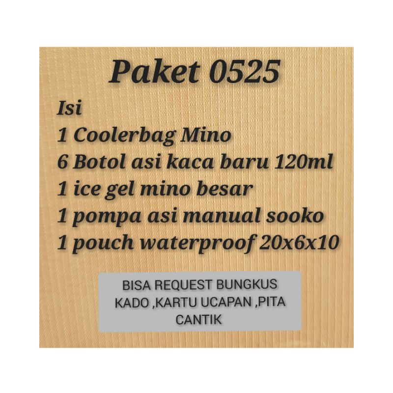 0525 PAKET COOLERBAG TAS ASI+6 BOTOL ASI+1ICE GEL + POMPA ASI MANUAL + POUCH WATERPROOF S1