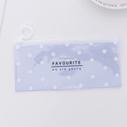 COD - S656 Tempat Pensil Zipper Transparan / Zipper Bag / Pouch Zipper / Tempat Kosmetik Zip-Biru