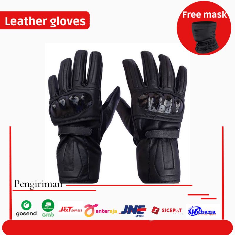 Sarung Tangan Kulit Asli Batok Protector Full Finger Free Masker Murah