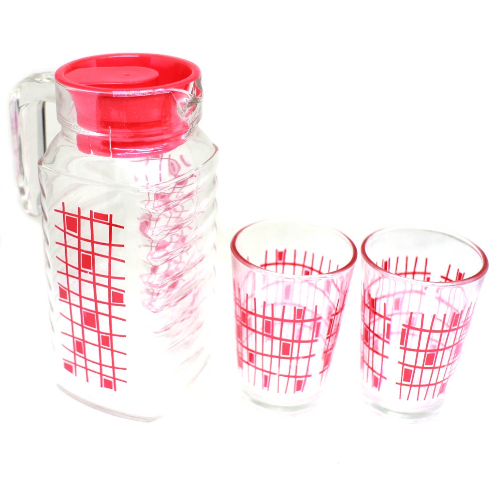 FM - Pitcher Set teko gelas kaca isi 3 pcs - Random Warna 864-827