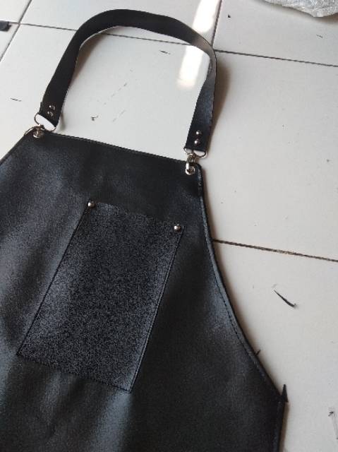 Apron leather black l