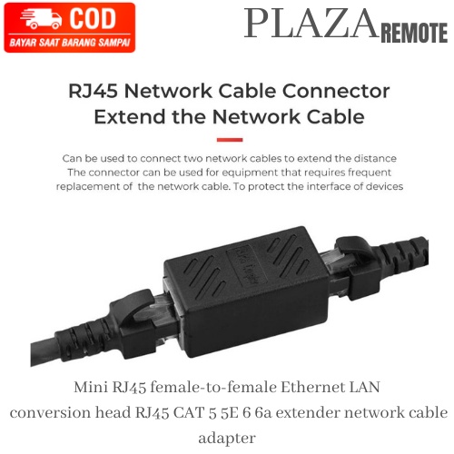 KonneKtor sambungan head RJ45  extender network cable adapter female-to-female Ethernet LAN RJ45 LURUS