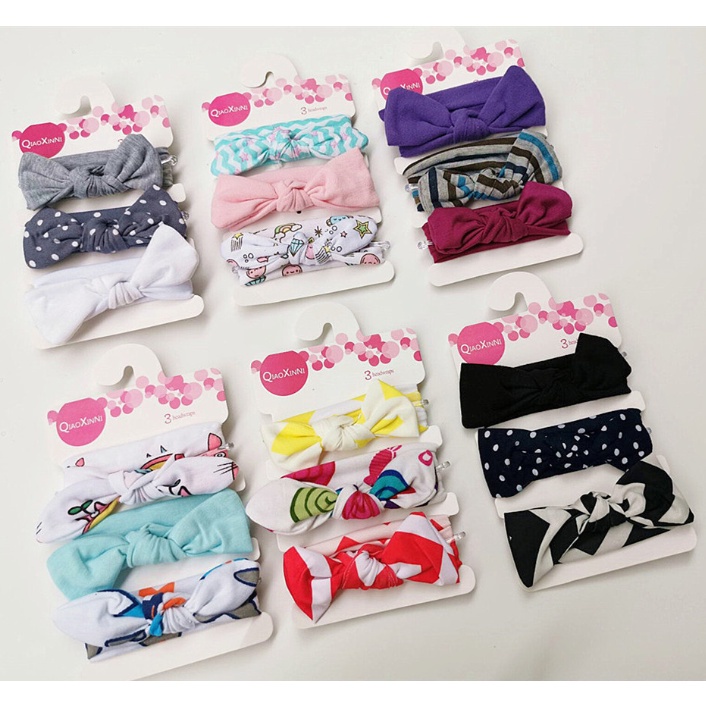 BANDANA BAYI ANAK PEREMPUAN SET 3in1 HEADBAND BABY BANDO FASHION KOREA LUCU IMPORT AK35