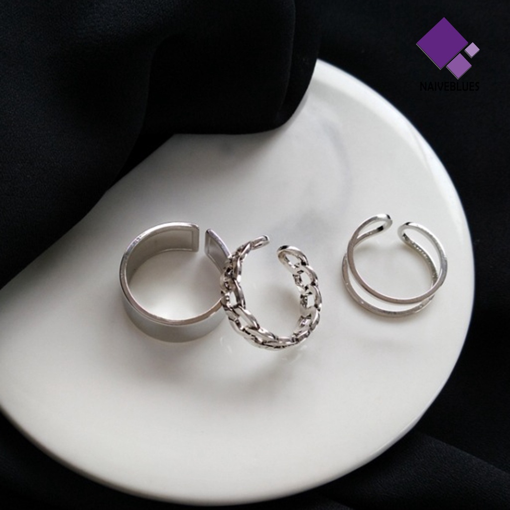 3pcs Cincin Model Terbuka Gaya Hip hop Untuk Wanita