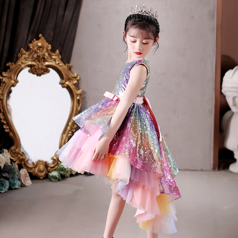 2023NEW Girl Dress Pesta Anak Perempuan Bling Bling Payet Party Gaun pertunjukan panggung senior