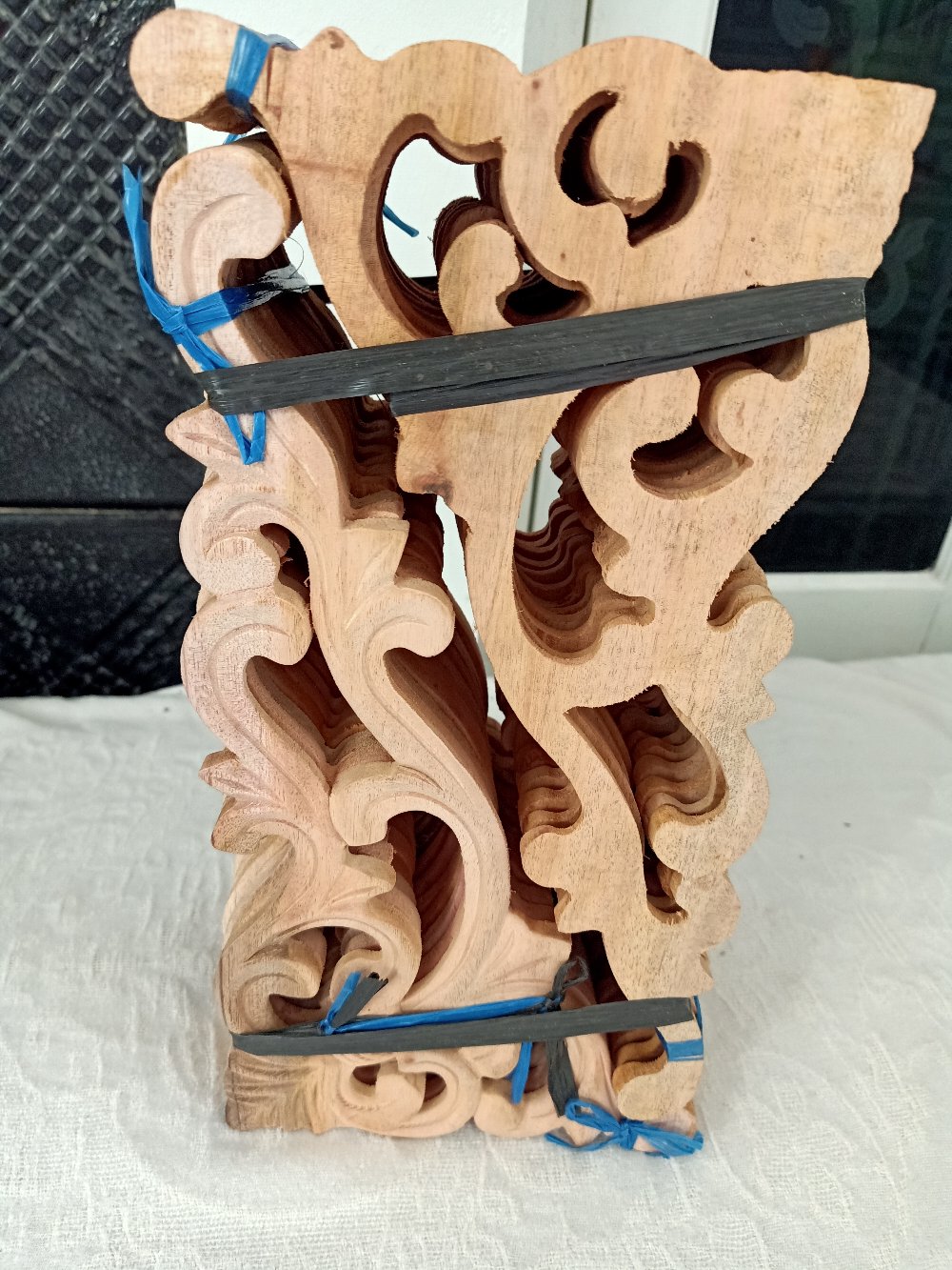 Ornamen Ukir Kayu Ukir Sudut Tradisional Jawa Jepara Indonesia