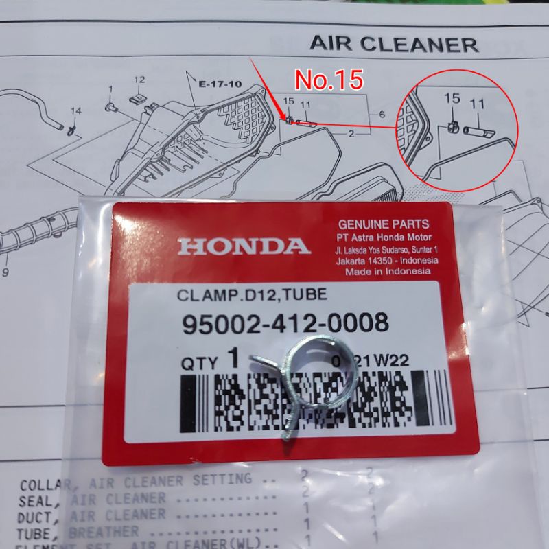 Klip Klem Tube Box Filter Honda Vario Beat Scoopy  CRF 150 Original