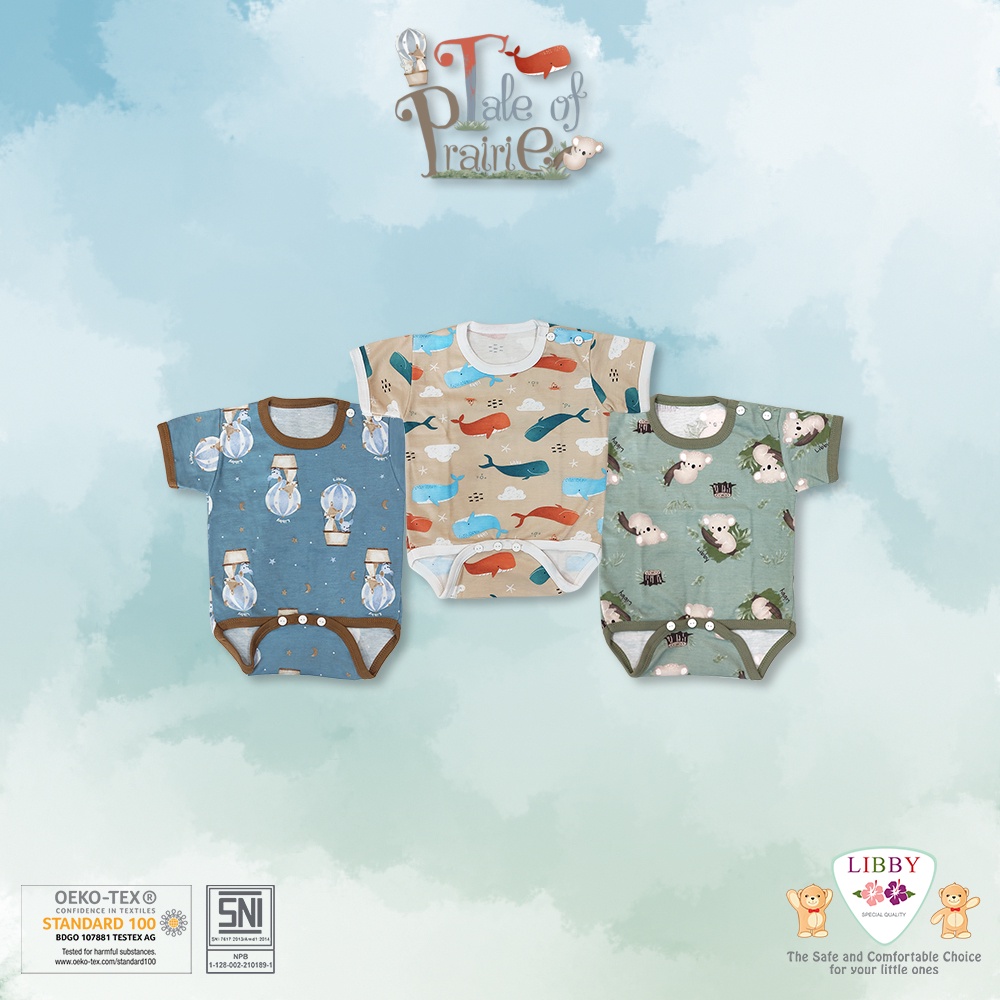 Libby / Velvet Junior / Miyo Baju Kodok Baby Segitiga Jumper Pendek Bayi Perlengkapan Bayi Newborn 0-3 Bulan Bodysuit (2-5KG)