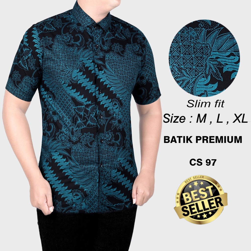 KEMEJA BATIK PRIA SLIM FIT MODERN MEWAH LENGAN PENDEK SLIMFIT CS97